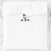 Sneeuwman die gewichten heft vierkante sticker (Tas)