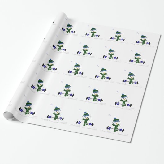 Sneeuwman die gewichten tilt cadeaupapier (Uitgerold)