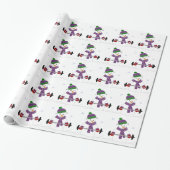Sneeuwman die gewichten tilt cadeaupapier (Uitgerold)