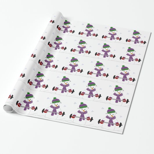 Sneeuwman die gewichten tilt cadeaupapier (Uitgerold)