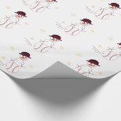 Sneeuwman die honkbal speelt cadeaupapier (Hoek)