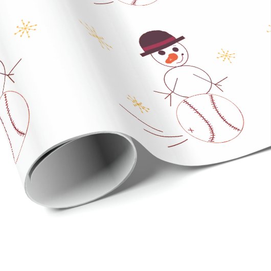 Sneeuwman die honkbal speelt cadeaupapier (Rol Hoek)