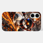 Sneeuwman die naar beneden dendert op een actieve  Case-Mate iPhone case (Achterkant (horizontaal))