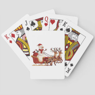 Sneeuwman die op een Kerst slee rijdt Sinterklaas Pokerkaarten