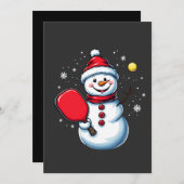 Sneeuwman die Pickleball speelt Sport Kerstliefheb Kaart (Voorkant / Achterkant)