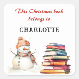 Sneeuwman Dit kerstboek is van Naam Vierkante Sticker