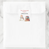 Sneeuwman Dit kerstboek is van Naam Vierkante Sticker (Tas)