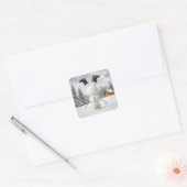 Sneeuwman doet een kopstand  vierkante sticker (Envelop)