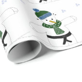 Sneeuwman doet martial arts cadeaupapier (Rol Hoek)
