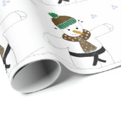 Sneeuwman doet vechtsporten cadeaupapier (Rol Hoek)