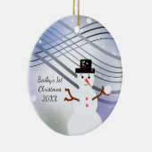 Sneeuwman Draai Eerste Kerstmis Keramisch Ornament (Rechts)