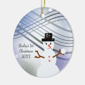 Sneeuwman Draai Eerste Kerstmis Keramisch Ornament (Links)