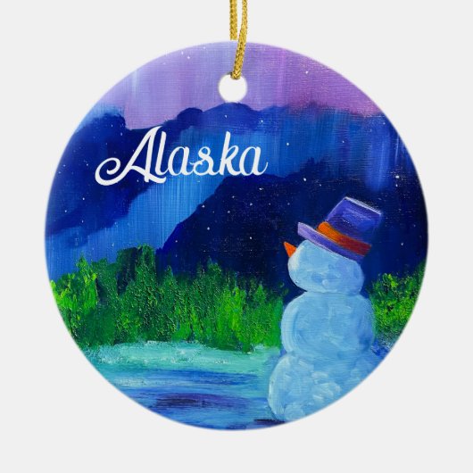 Sneeuwman Dreams Keramisch Ornament met ALASKA (Voorkant)