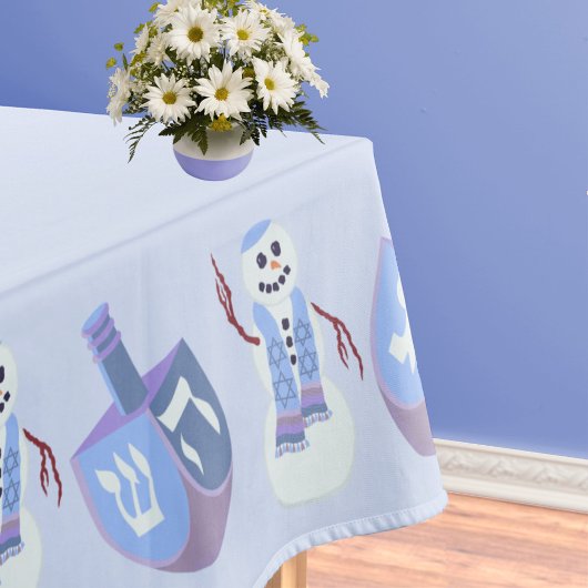 Sneeuwman Dreidels Blauw Joodse feestdag Chanoeka Tafelkleed