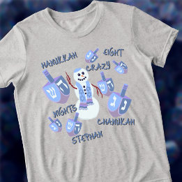 Sneeuwman Dreidels Grappig 8 Gekke Nachten Chanoek Tri-Blend Shirt