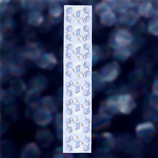 Sneeuwman Dreidels Joodse feestdag Blauwe Chanoeka Medium Tafelloper