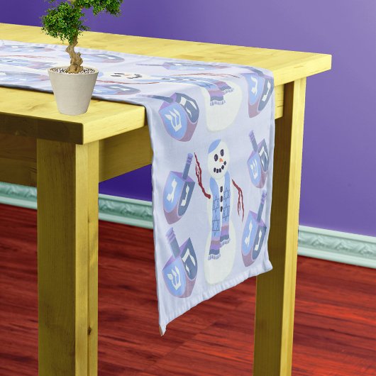 Sneeuwman Dreidels Optioneel Jouw naam Blauw Chano Korte Tafelloper