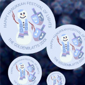 Sneeuwman Dreidels Schattige Blauw Elke Tekst Chan Ronde Sticker