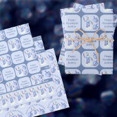 Sneeuwman Dreidels Schattige Happy Chanoeka Kinder Inpakpapier Vel