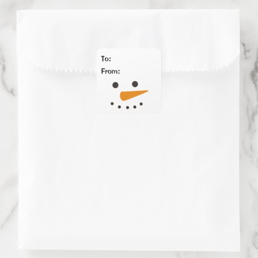 Sneeuwman Eenvoudig Kerstcadeau Vierkante Sticker (Tas)