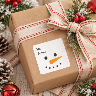 Sneeuwman Eenvoudig Kerstcadeau Vierkante Sticker