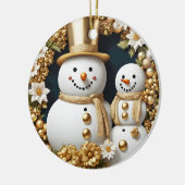 Sneeuwman Eerste Jaar Getrouwd 3D Effect GEEN echt Keramisch Ornament (Links)