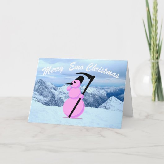 Sneeuwman EMO door een Wenskaart van de Klip Feestdagen Kaart (Voorkant)