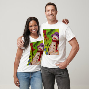 Sneeuwman en bezem t-shirt