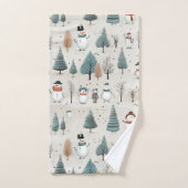 Sneeuwman en bomen bad handdoek (Handdoek)