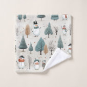 Sneeuwman en bomen bad handdoek (Wasdoekje)