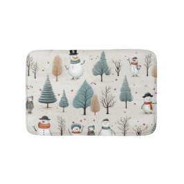 Sneeuwman en bomen badmat