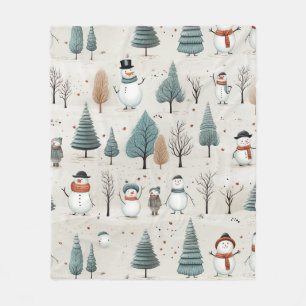 Sneeuwman en bomen fleece deken