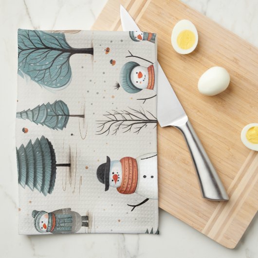 Sneeuwman en bomen theedoek (Quarter Fold)