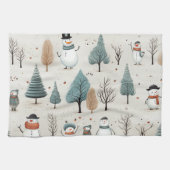 Sneeuwman en bomen theedoek (Horizontaal)