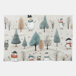 Sneeuwman en bomen theedoek
