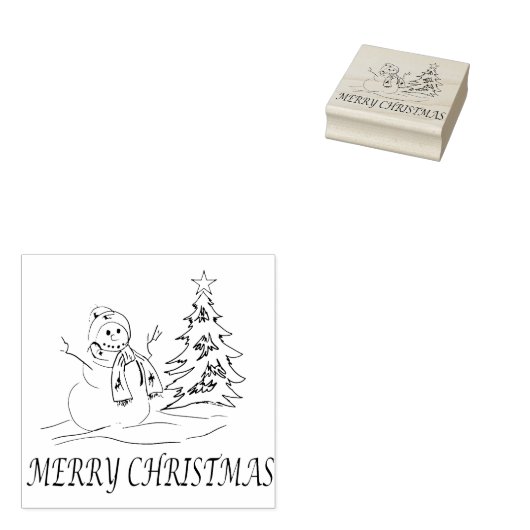 Sneeuwman en boom rubberstempel (Gestempeld)