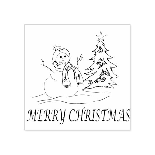 Sneeuwman en boom rubberstempel (Afrduk)