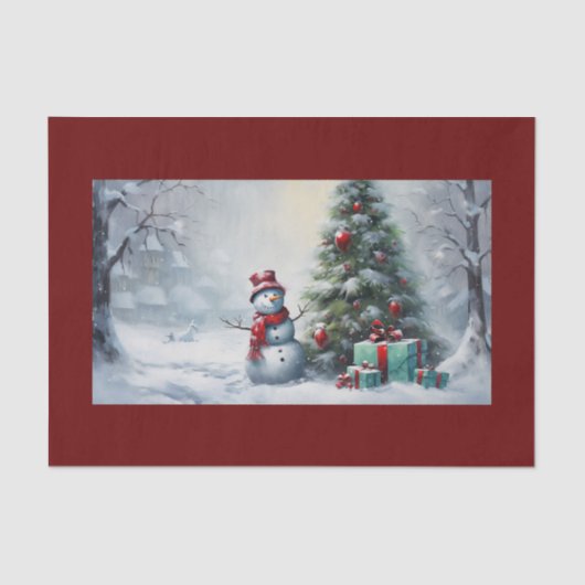 Sneeuwman en boomweefseldocument tissuepapier (Voorkant)