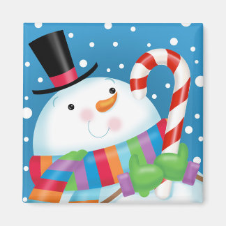Sneeuwman en Candy Cane magneet