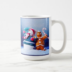 Sneeuwman en de peperkoekman koffiemok