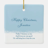 Sneeuwman en drie baby's eerste Kerstmis Keramisch Ornament (Achterkant)