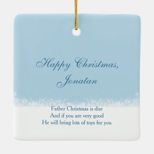 Sneeuwman en drie baby's eerste Kerstmis Keramisch Ornament (Achterkant)