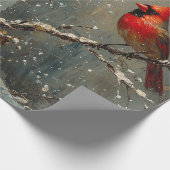 Sneeuwman en een kardinaal olieverfschilderij cadeaupapier (Hoek)