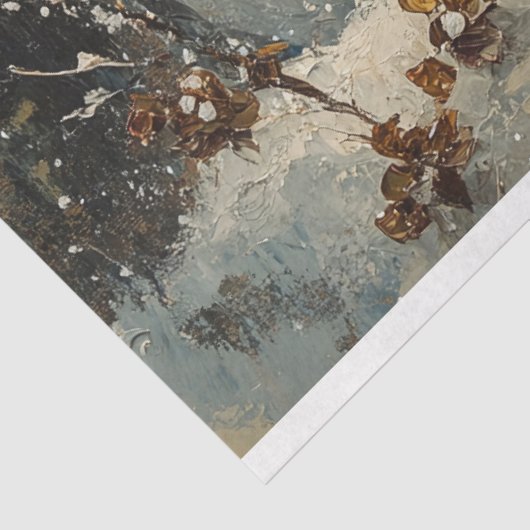 Sneeuwman en een kardinaal olieverfschilderij Deco Tissuepapier (Detail)