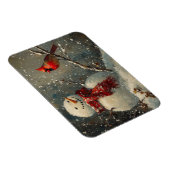 Sneeuwman en een kardinaal olieverfschilderij Flex Magneet (Rechterzijde)