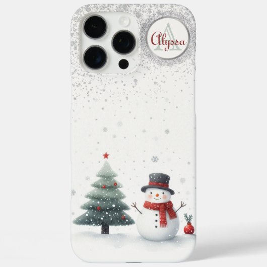 Sneeuwman en Evergreen Case-Mate iPhone Case (Achterkant)