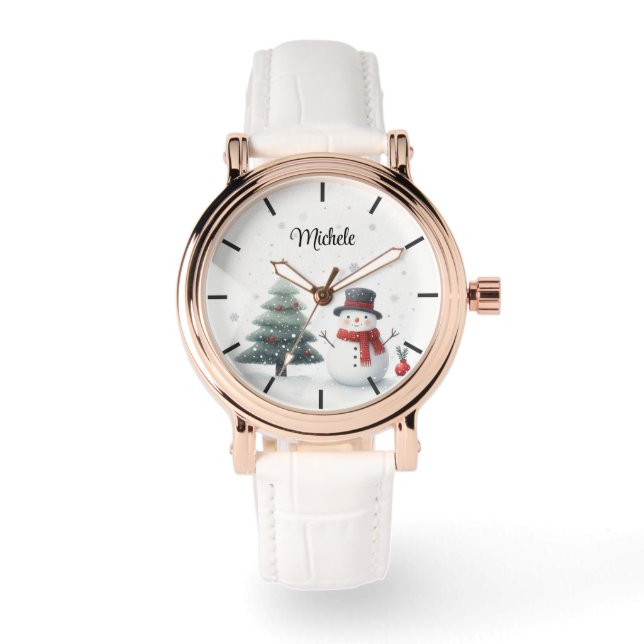 Sneeuwman en Evergreen Horloge (Voorkant)