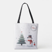 Sneeuwman en Evergreen Tote Bag (Achterkant)