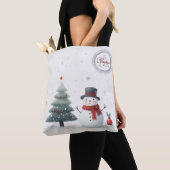 Sneeuwman en groene boom tote bag (Dichtbij)