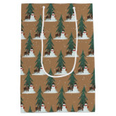 sneeuwman en hert in sneeuwvlokken medium cadeauzakje (Achterkant)